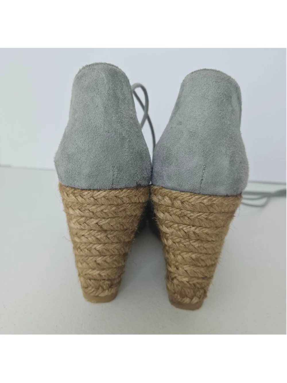 Viscata Gray Suede Espadrille Wedges Made in Spain Size 6.5